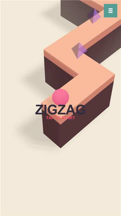ZigZag & Jump 타이틀 화면 — ZIGZAG 로고와 TAP TO START 문구